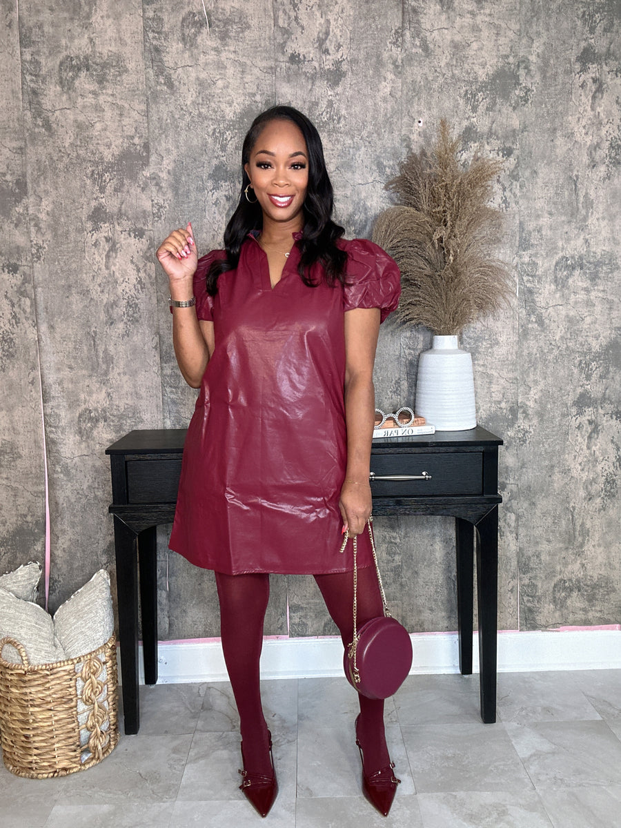 Burgundy Baby doll Leather Dress – Preppy Chicks Boutique