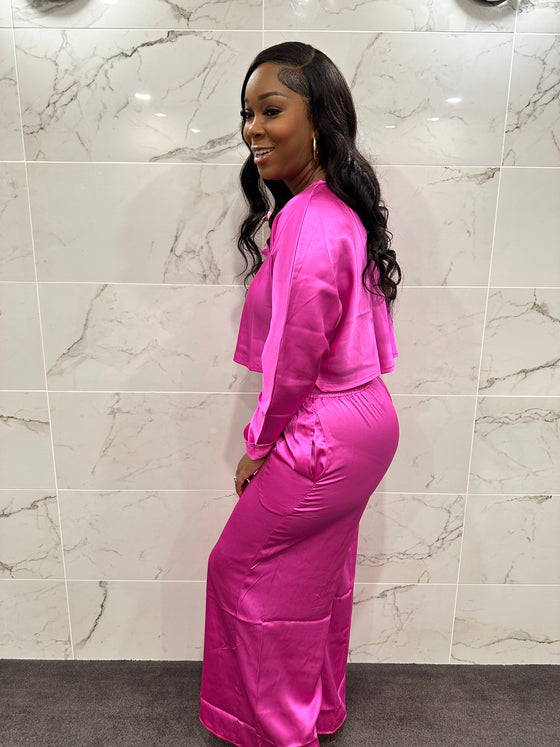 Silk 2-piece set-Pink