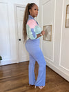 Colorblock 2-piece set-Pink/blue
