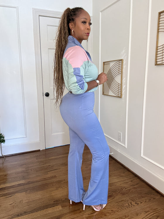 Colorblock 2-piece set-Pink/blue