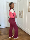 Colorblock 2-piece set-Burgundy