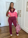 Colorblock 2-piece set-Burgundy