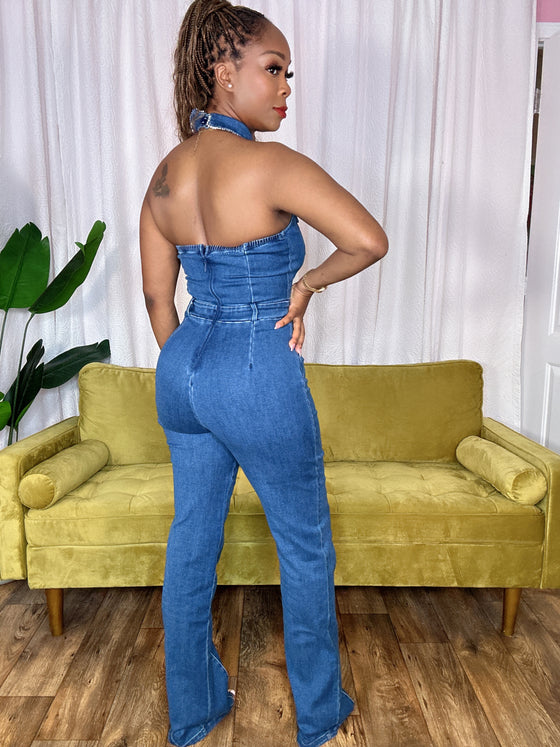 Rhinestone Halter Jumpsuit