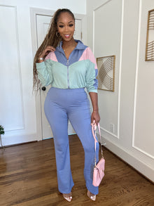  Colorblock 2-piece set-Pink/blue