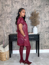 Burgundy Baby doll Leather Dress